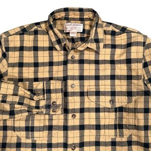 Filson Alaska Guide Shirt Plaid Heavy Cotton Button Camel Yellow Mens Small
